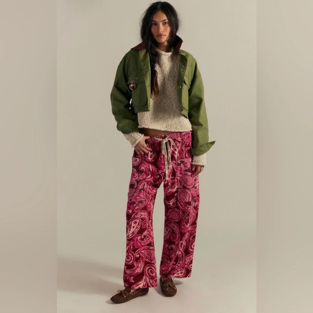 NWT We The Free Jet Set Knit Printed Pull-On Pants ~Brick Combo~ - Picture 1 of 4